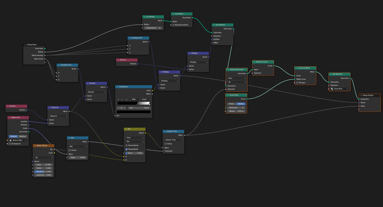 Node group for the Animated Hex Barrier